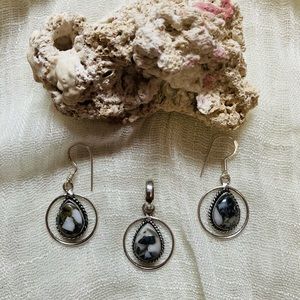 NEW Copper White Buffalo Turquoise 925 Silver Set